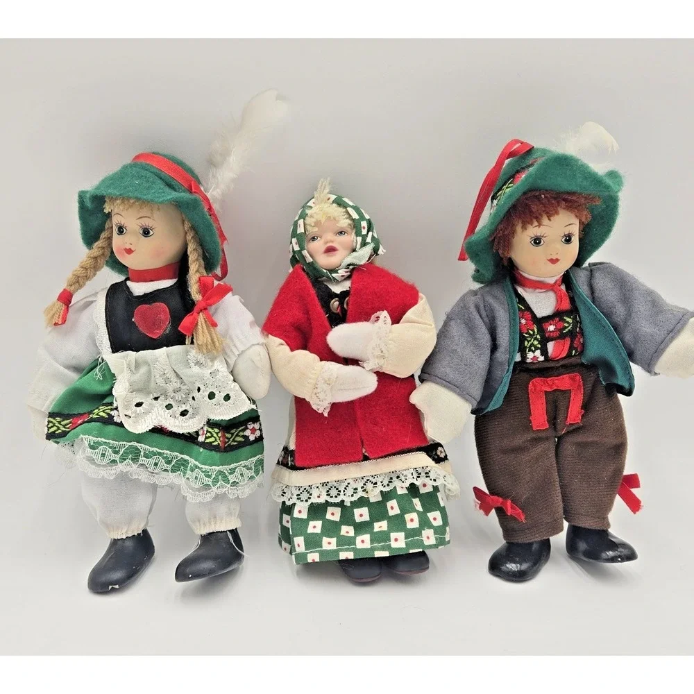 Hand Painted German Bavarian Porcelain Doll‎ Girl Boy Grandma Vtg Folk Figures
